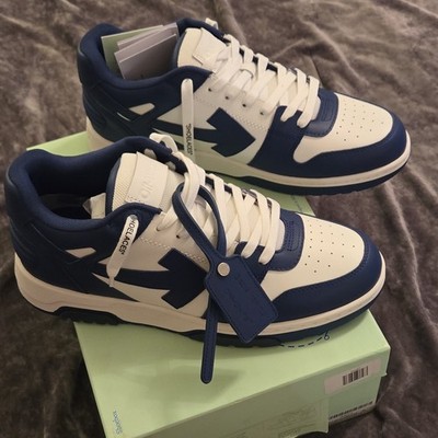 Off-White Low Top White Blue Sneakers Men's Designer Lace Up Athletic Shoes