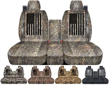 40-20-40 Front set car seat covers Fits Chevy Silverado with INT SB  USA Flag