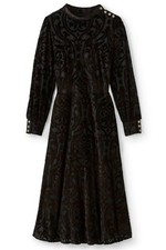 Soft Surroundings HADLEY Black Abstract Burnout Velvet Midi Dress Size 14