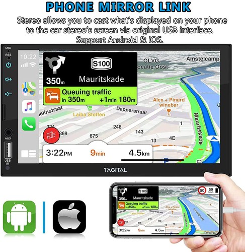 Touch screen stereo auto 7" doppio 2 din Apple/Andriod Carplay BT auto stereo + fotocamera - Foto 6 di 7