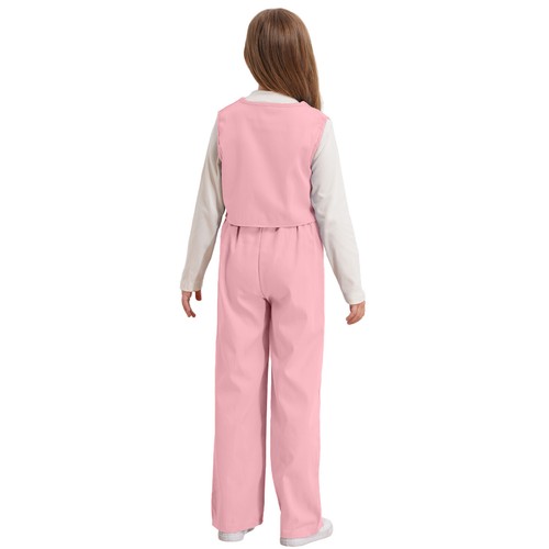 Girls 3 Piece Outfits Button Down V Neck Suit Vests and Pants Pullover Shirt Top - Picture 25 of 53
