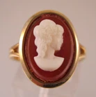 Vintage Costume Cameo Ring Adjustable Gold Plated Old New Stock Jewelry GIrls