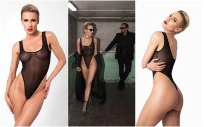 F322 Noir Handmade Body Tüll Stringbody Netzbody Dessous Nachtwäsche Reizwäsche - Bild 1 von 4
