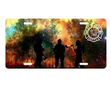 Firefighter Vanity Aluminum Front License Plate Car Accessory