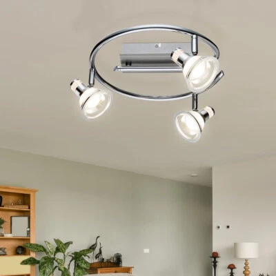 GLOBO Deckenlampe Spotrondell Deckenleuchte LED 3-Flammig Chrom Strahler schwenkbar