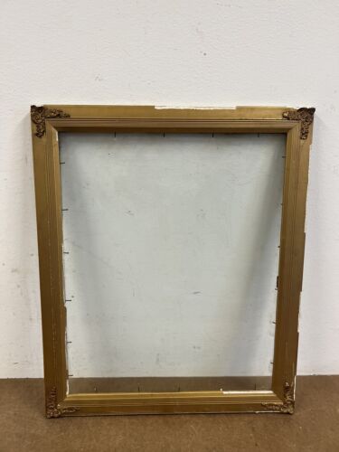 Antique Picture Frame gold wood vintage layer gilt gesso pressed tin FIT 13 x 16 - Picture 1 of 11
