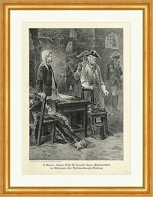F. Burow: Kaiser Peter III. besucht Johann Antonowitsch Kerker Holzstich A 1413