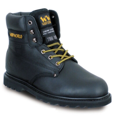 Botas De Seguridad De Cuero Negro MASCULINAS WOOD WORLD WW2H-P