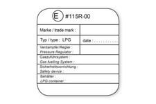 R115 Einbauplakette Einbauschild Aufkleber Plakette Sticker TÜV Autogas Gas