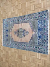3'8 x 5'8 Hand Knotted Pink Vintage Turkish Oushak Oriental Rug G13547