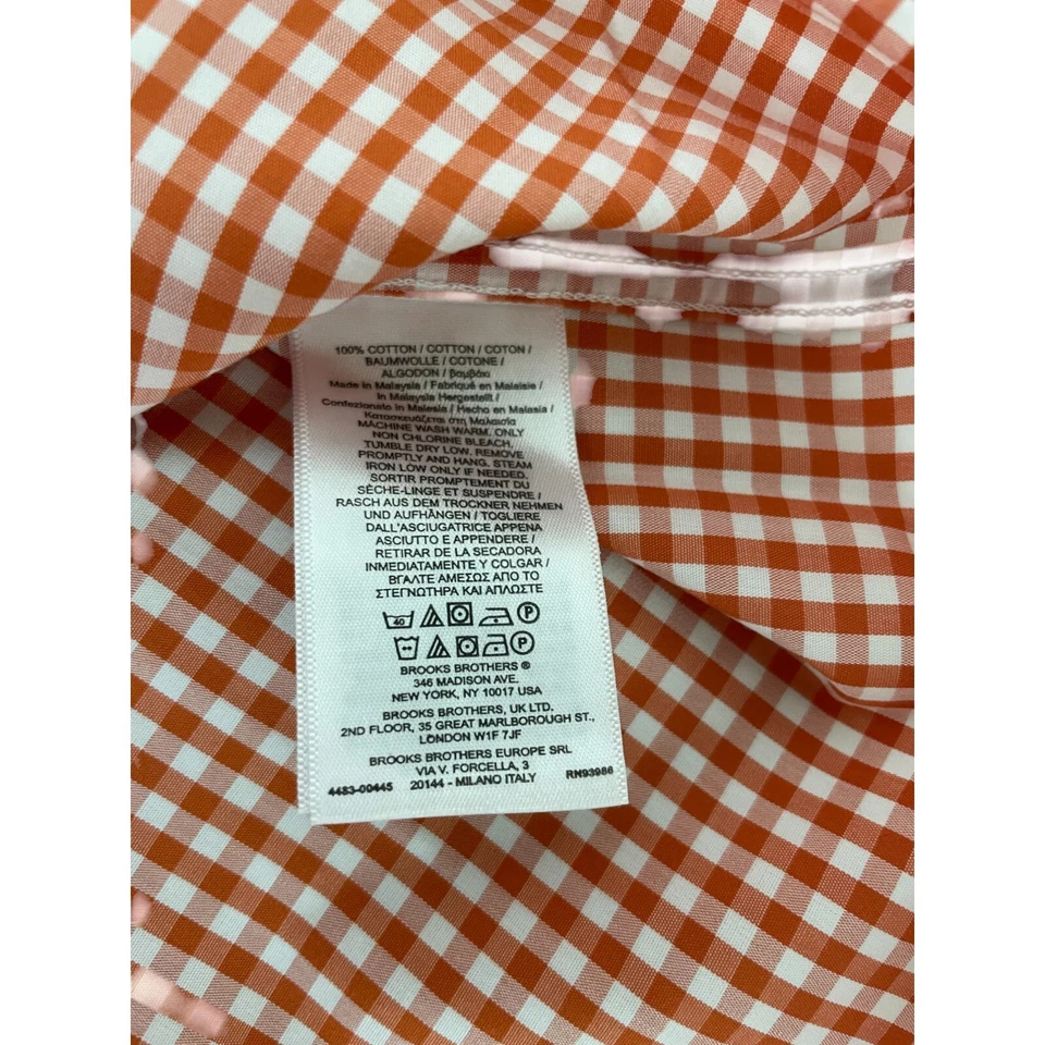 Camisa Brooks Brothers Abotonada Niños Talla XL Naranja Guinga Roja Vellón Sin Planchar Foto 4 de 4