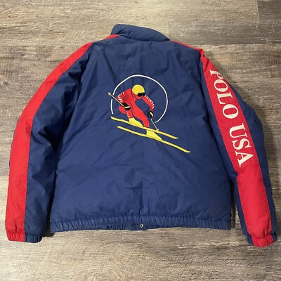 VTG Polo Ralph Lauren CIRCLE SKI Puffer Down Jacket Cookie USA 90s