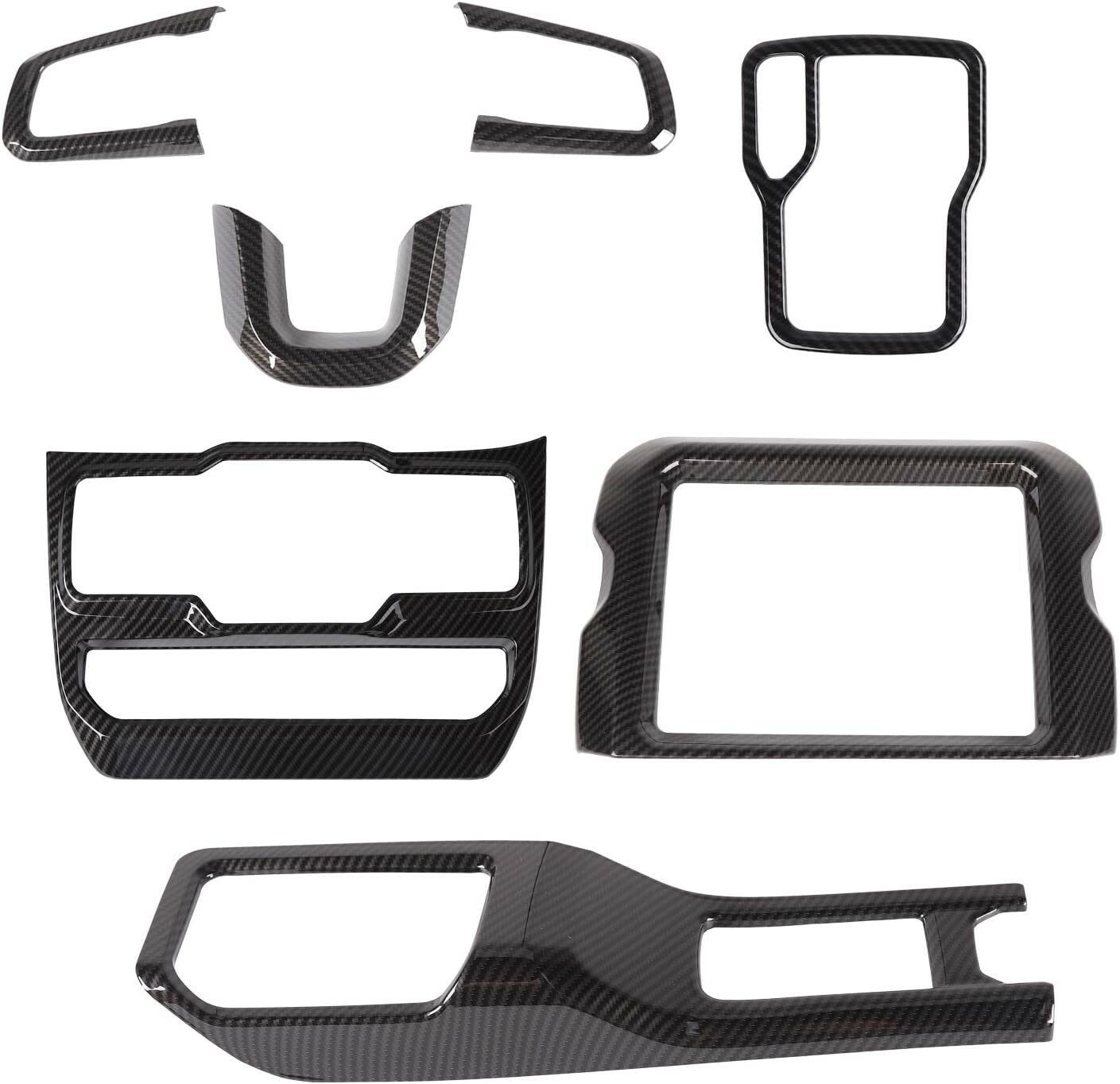7pc Molded Carbon Fiber Dashboard Trim Cover Set For 1822 Jeep