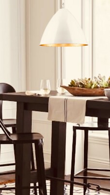 Updated kitchen Large 21'' D Cone Pendant Modern White & Gold Island lighting fix