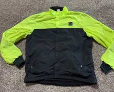Vintage Bellwether Jacket Men XL Neon Green Cycling Full Zip Fleece Lined Biking