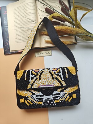 Tiger Beaded Shoulder Bag Handmade Dupe Viral Purse