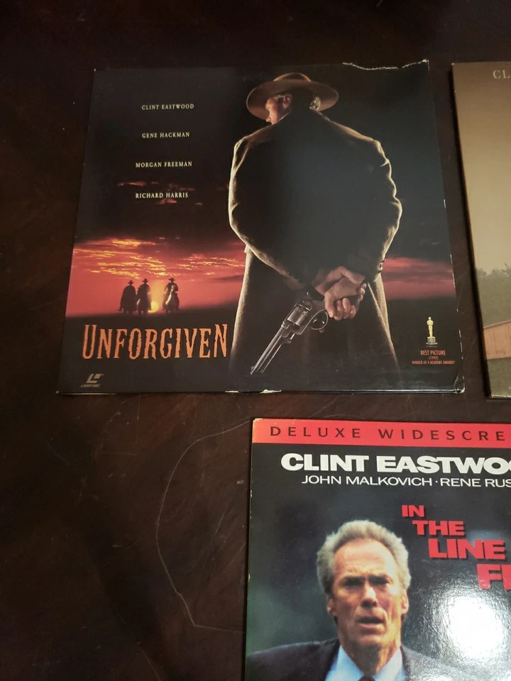 Lot of 3 Clint Eastwood Laserdiscs In The Line Of Fire Unforgiven Bridges V2 Foto 2 de 4