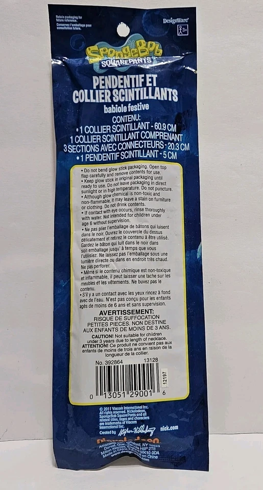 Bob Esponja Pantalones Cuadrados Brillo Colgante Collar DesignWare 2011 Nickelodeon Foto 2 de 2