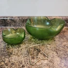 Vintage Anchor Hocking Glass Chip Dip Set Emerald Green MCM