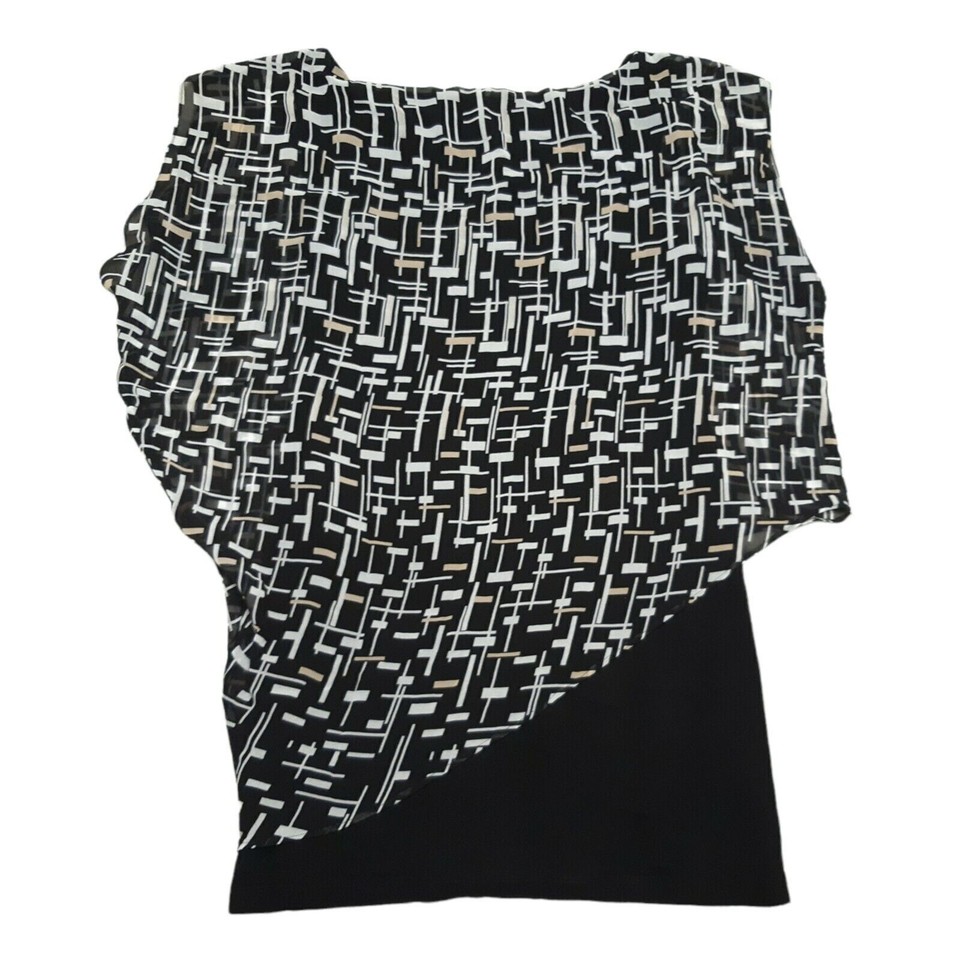 White House Black Market Dolman Top Size Small Black Short Sleeve Lined