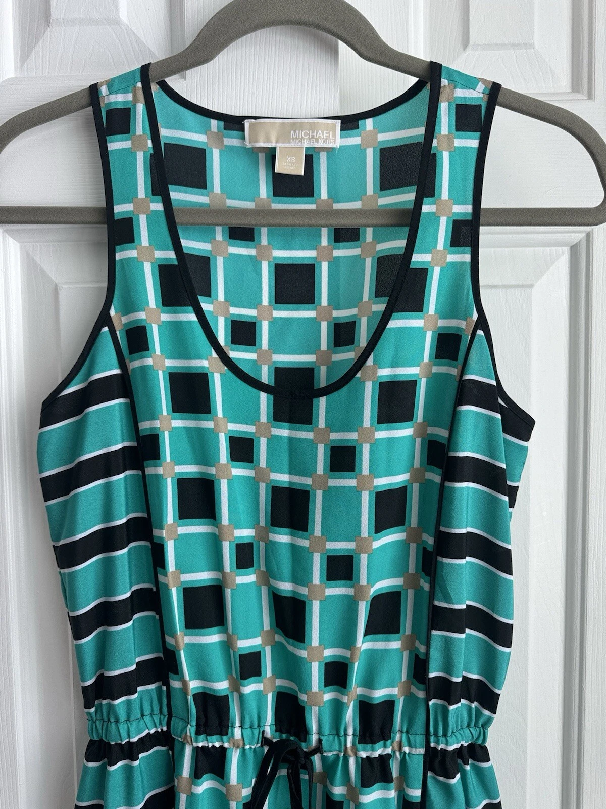 Maxi abito estivo leggero Michael Kors MK blu nero a righe extra small XS