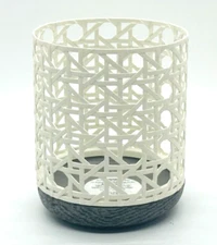 Bath & Body Works WHITE CANED With Gray Base Single Candle Sleeve Holder