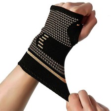 Copper Wrist Hand Brace Support Splint Carpal Tunnel Sprain Arthritis Sports 