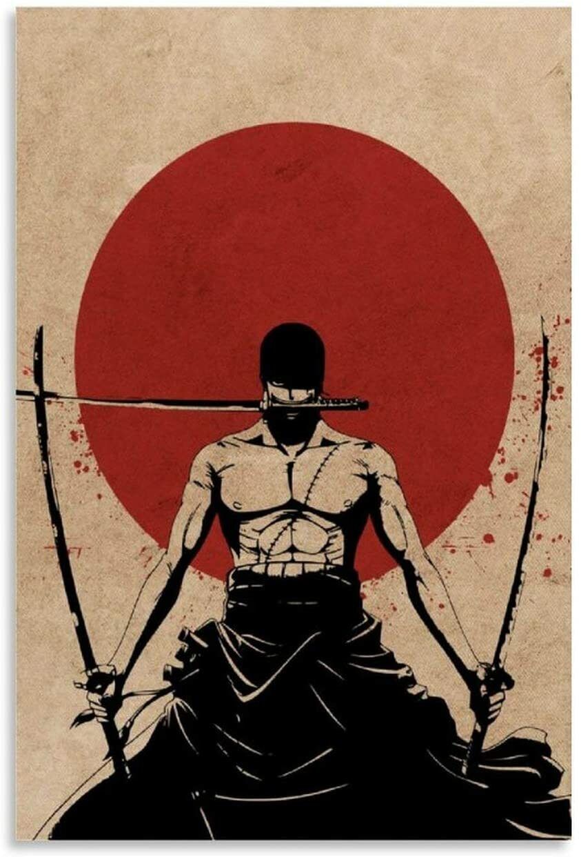 One Piece - Anime / Manga Poster / Canvas ( Roronoa Zoro 3 Sword Style )  8x10