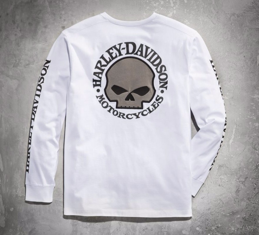 HarleyDavidson Men's Skull Long Sleeve Tee White Gr. L Herren Shirt