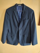 EUC Big Boys Van Heusen Navy Blue Check Suit Jacket Size 16H 16 Husky