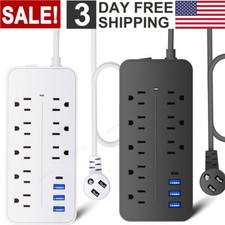 Power Outlet Extender Wall Mountable Power Strip with USB Ports Surge Protector