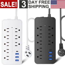 Power Outlet Extender Wall Mountable Power Strip with USB Ports Surge Protector