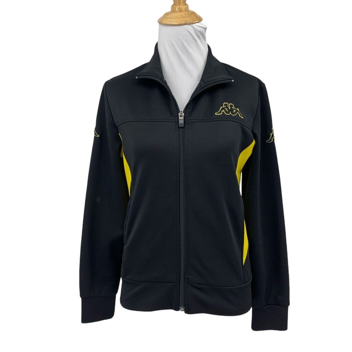 Kappa Jacket Womens M Medium Yellow Black Full Zip Mock Italia