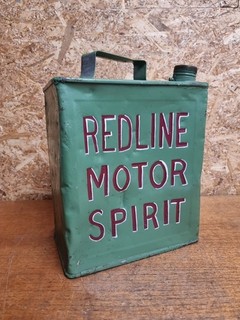 Vintage Redline Motor Spirit 2 Gallon Petrol Oil Can Tin 1917