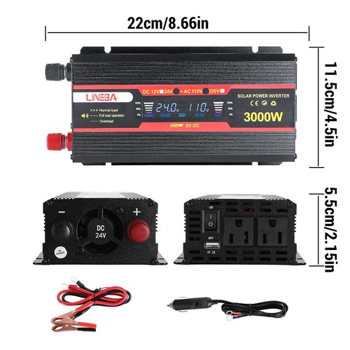 Grande 5000W Inverter Auto Display LED DC 12V 24V a AC 110V Convertitore Solare Camper - Foto 31 di 45