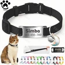 Reflective Customised Cat Collar Adjustable Personalize ID Tag For Pet Cat Puppy