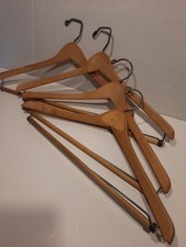 Vintage Wood Suit Hangers Pants Clamp 4 Pcs