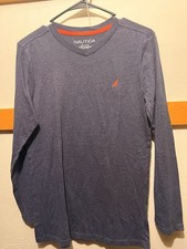 Nautica Boy's blue v-neck t-shirt size L Large 14 - 16