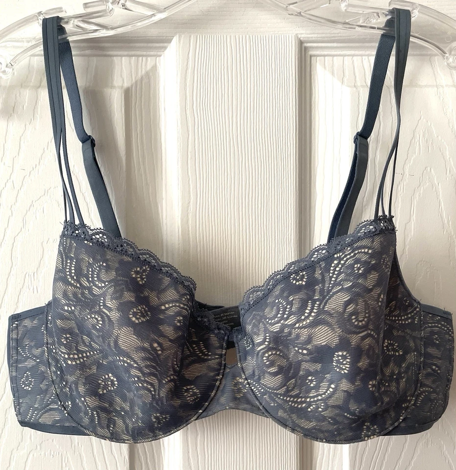 Soma Bra Size 36C Enticing Lift Balconette Blue Lace Underwire EUC - Image 2 of 4
