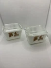 Pyrex “Early American” Corn/cat/Grinder Pattern Refrigerator Dishes 1-1/2 Cupx2
