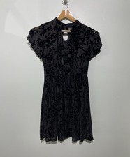 Vintage Y2K Women’s Medium Bongo Dress Velvet Floral Romantic Whimsigoth Black