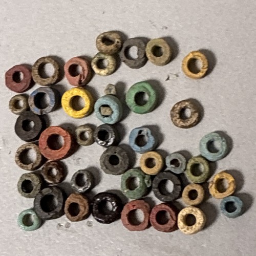 30 Ancient Egyptian Multicolored Terra Cotta Beads From A Mummies Necklace