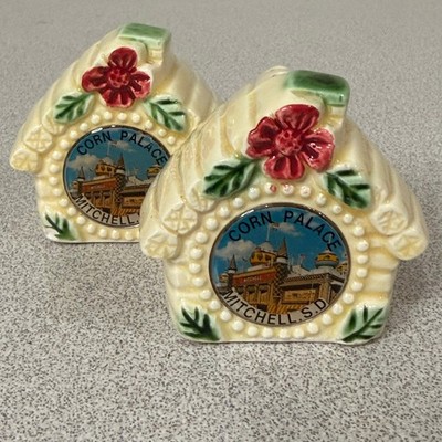 Mitchell SD Corn Palace Souvenir Salt & Pepper Shakers Ceramic House Japan