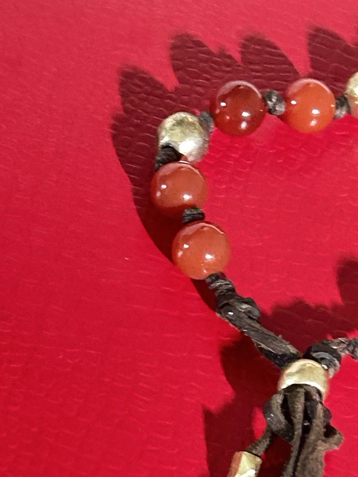 Lucky Brand большой золотой красный камень бусина Hobo кожаный браслет - Изображение 4 из 4