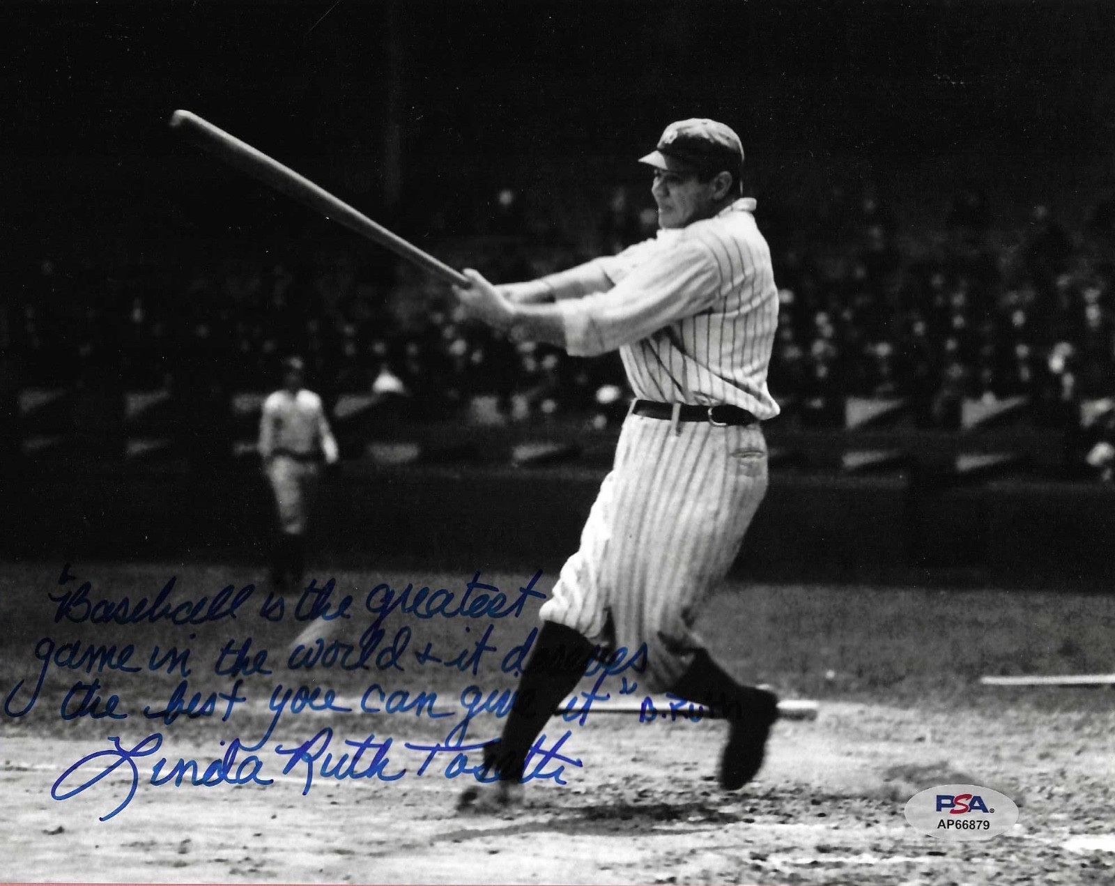 Babe Ruth Autographed Signed New York Yankees Linda Ruth Tosetti Babe Granddaughter NY Auto 8x10 Photo PSA DNA #3 