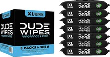 DUDE Wipes Fragrance-Free  Moisturizing XL Flushable Wipes, 384 Wipes