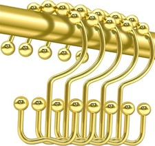 12 Pack Double Shower Curtain Hooks Metal Roller Rings Rustproof Hangers