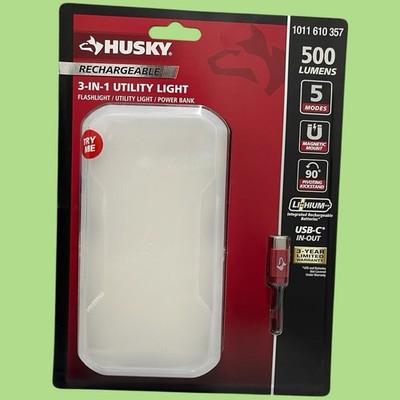 Husky 500 Lumen 3-in-1 Rechargeable Utility Light with 10000 mAh Power Bank (SG)