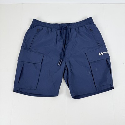 AGTAWH Cargo Shorts Size Medium Blue Nylon Zipper Pockets 7 in Inseam