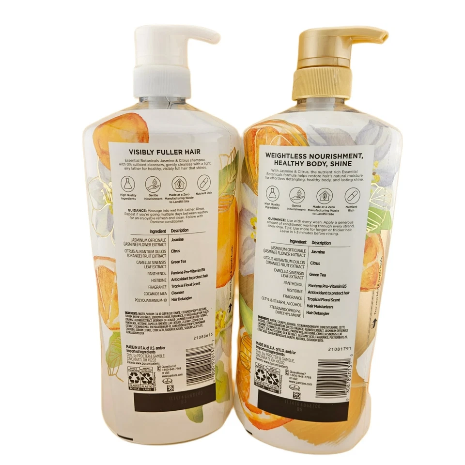 Pantene Essential Botanicals Jasmine & Citrus Shampoo & Conditioner Set, 38.2 fl - Image 2 of 4